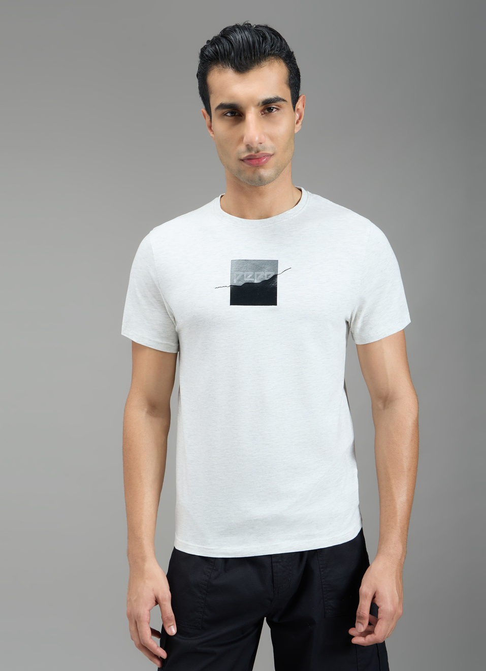Men Off White Typographic Print Slim Fit T-shirt, , large image number 1