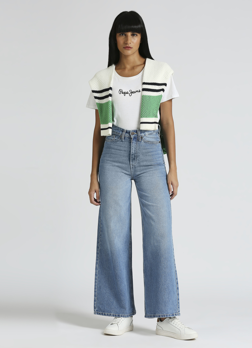 Hailey Blue High Waist Wide Leg Jeans, , large image number 5