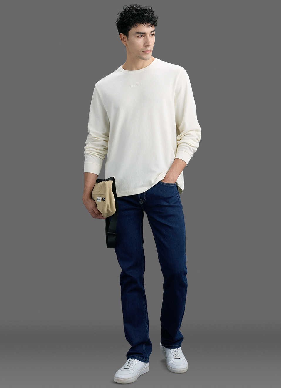 Men Off White Printed Slim Fit Long Sleeve T-shirt, , large image number 2