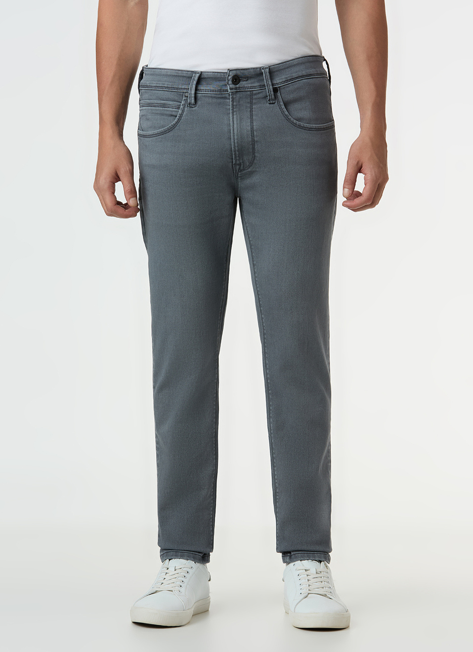 Men Grey Mid Rise Slim Fit Gymindigo Jeans, , large image number 2