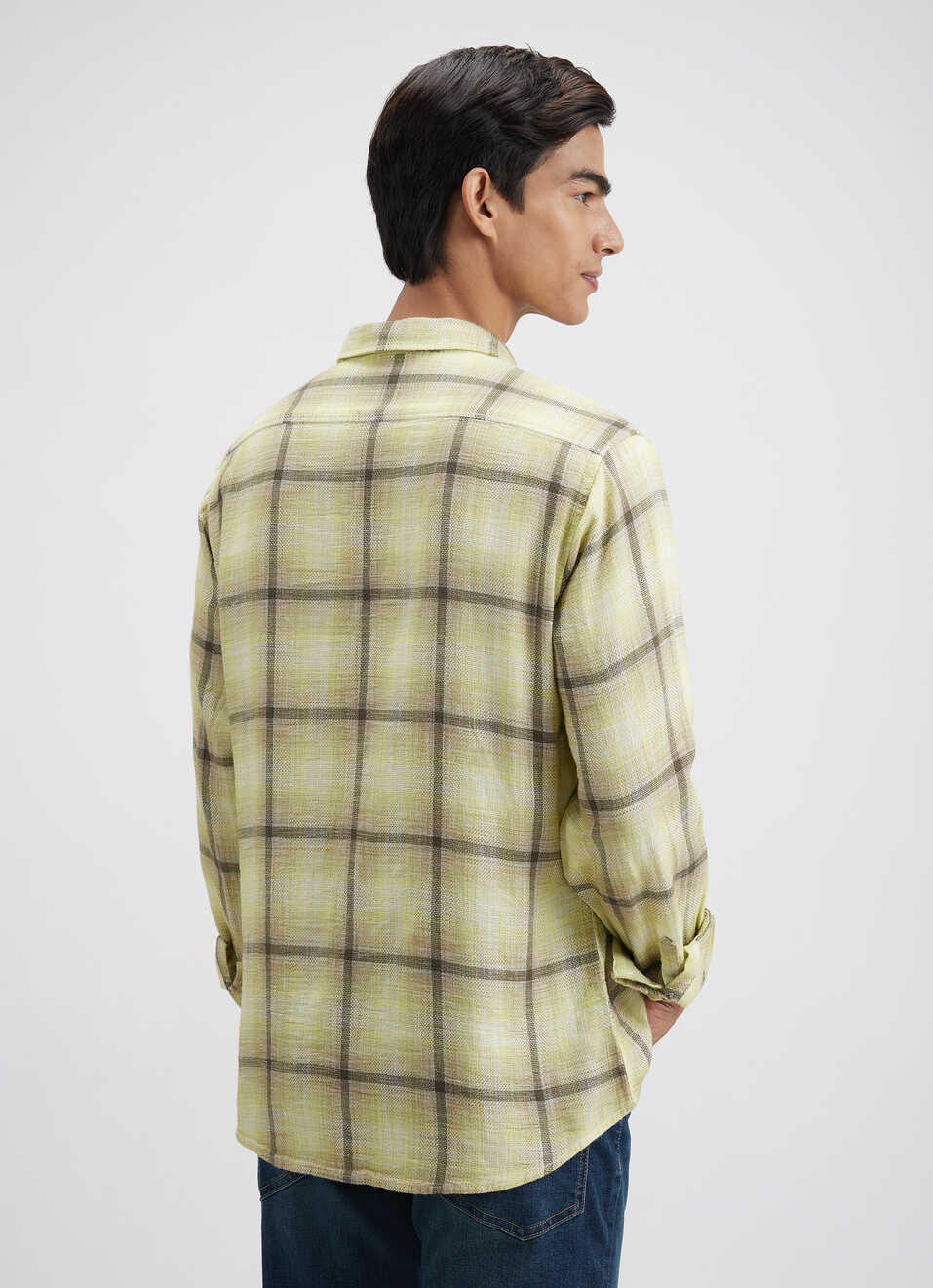 Men Green Check Full Sleeve Shirt, , large image number 2