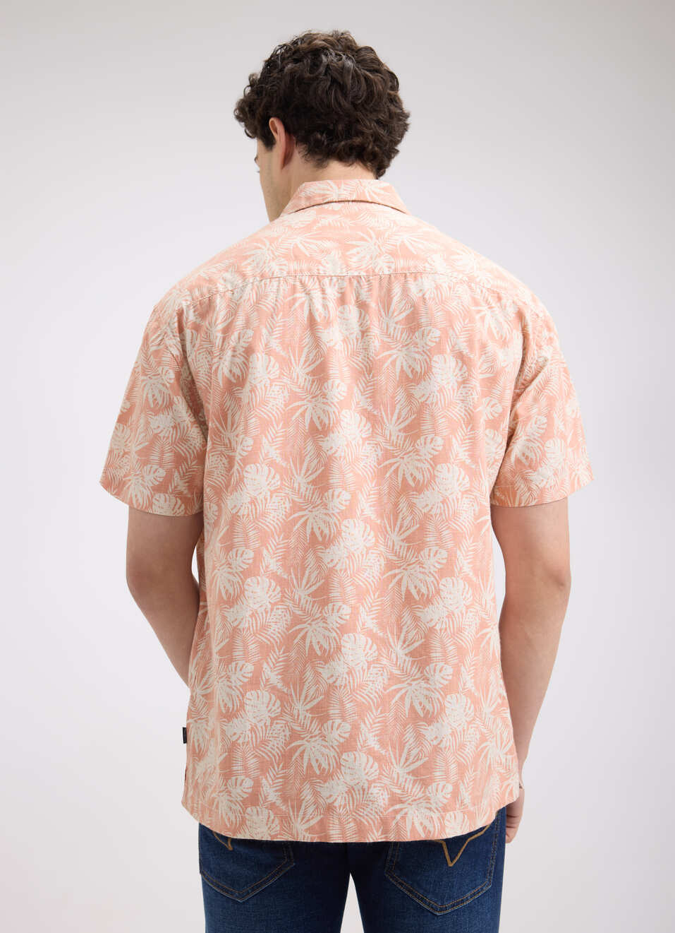 Men Orange Resort Collar Short Sleeve Shirt, , large image number 2