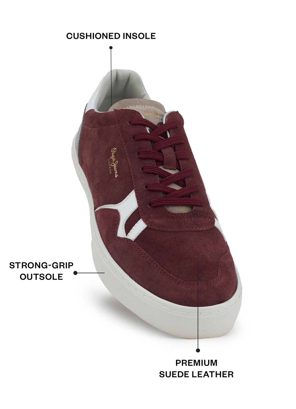 Men Burgundy Colorblock Lace Up Sneakers, , large image number 2