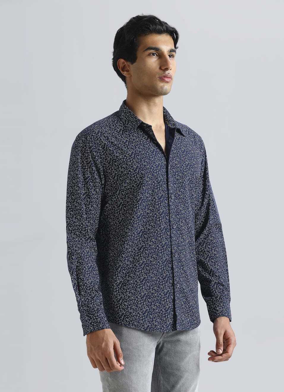 Navy Floral Full Sleeve Shirt, , large image number 3