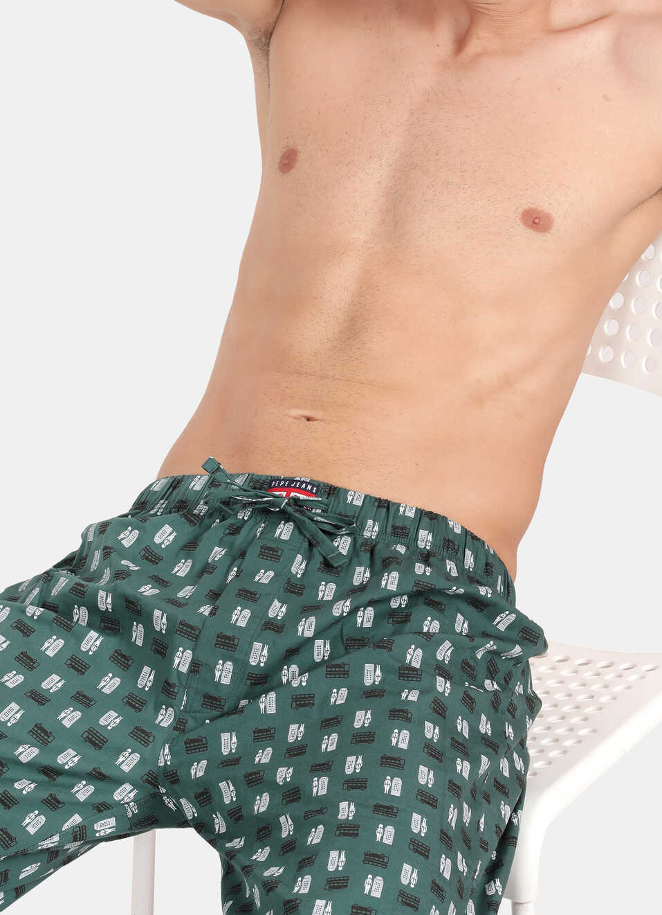 Summer Green Printed Pyjamas, , large image number 5