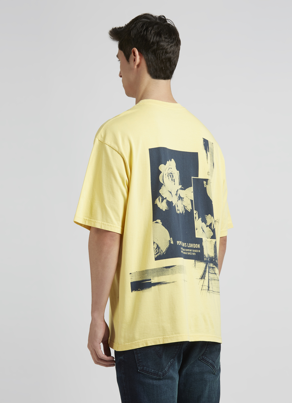 Yellow Back Print Short Sleeve Oversized T-shirt, , large image number 2