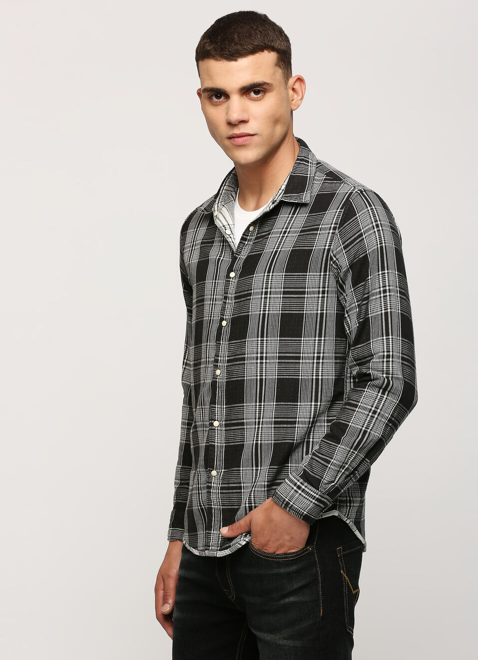 BLACK CHECKS FULL SLEEVE SHIRT, , large image number 3