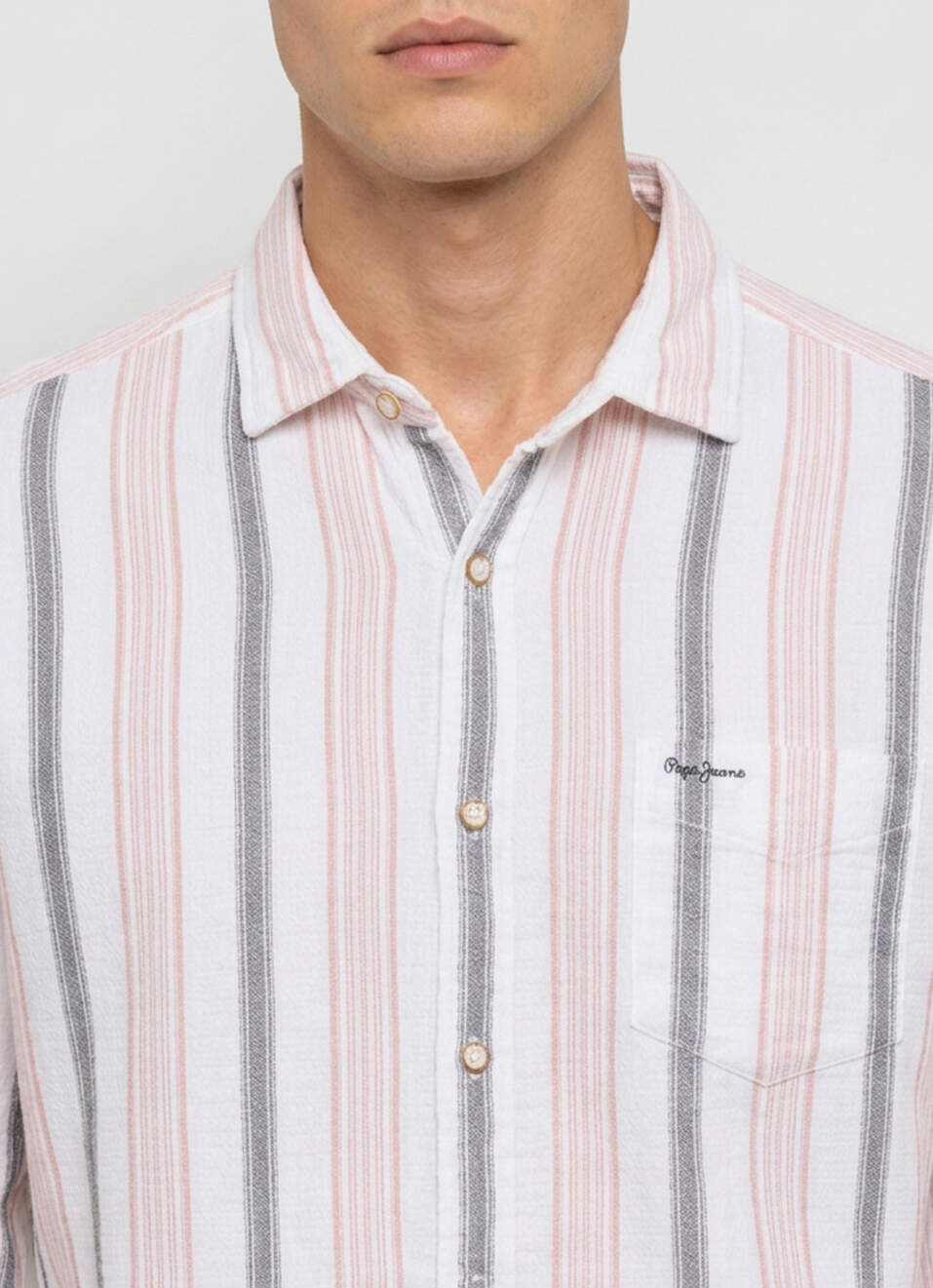 Men White Striped Long Sleeve Shirt, , large image number 4