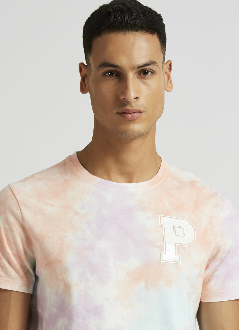 Pink Tie And Dye Print Trendy Short Sleeve T-shirt, , large image number 4