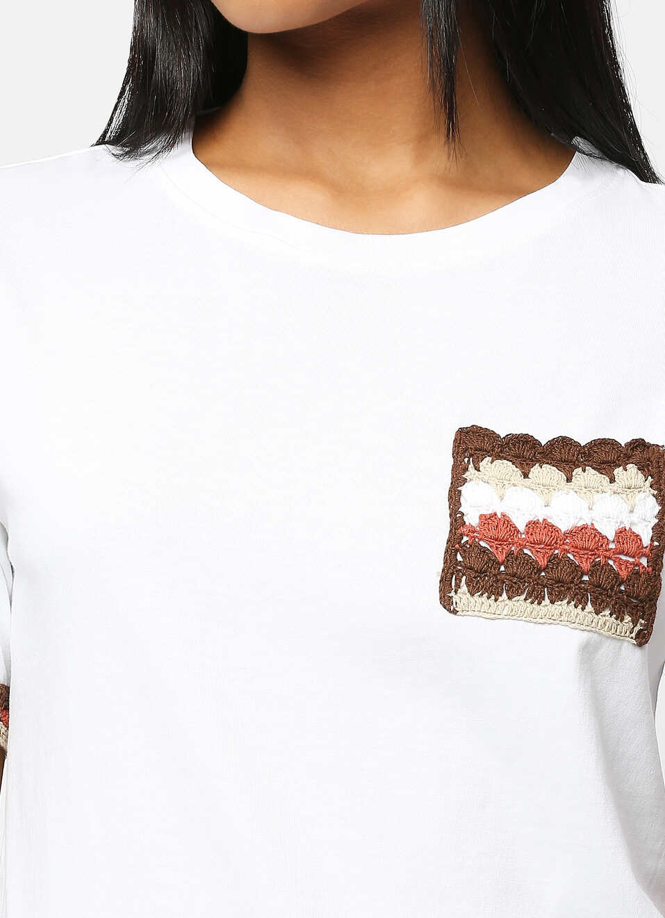 White Lace Detail Short Sleeve T-shirt, , large image number 4
