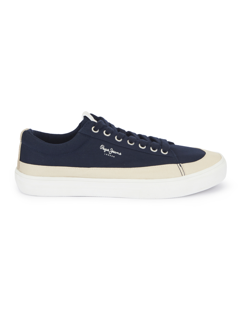 Men Navy & Beige Colorblock Casual Sneakers, , large image number 5