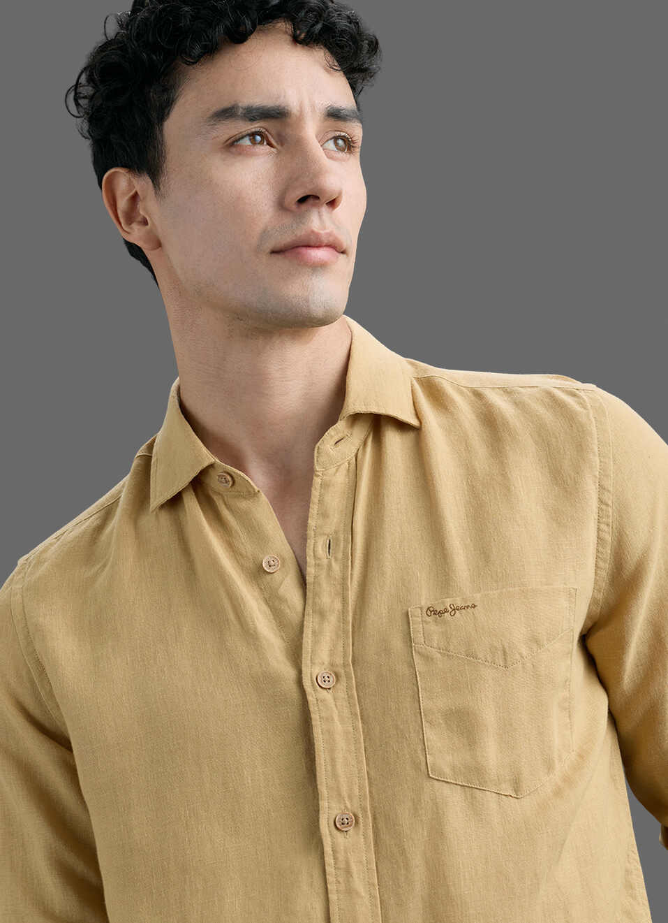 Men Khaki Solid Long Sleeve Shirt, , large image number 4