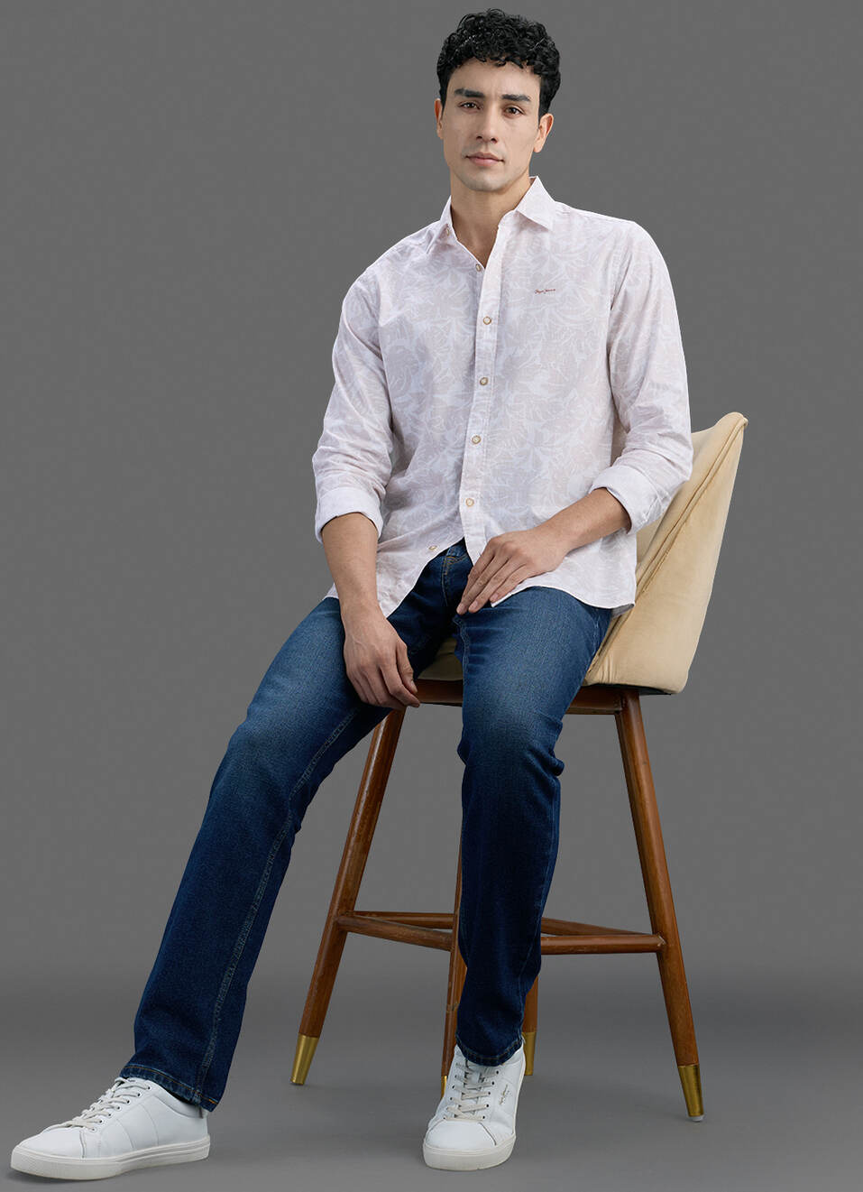 Men White Printed Long Sleeve Shirt, , large image number 2