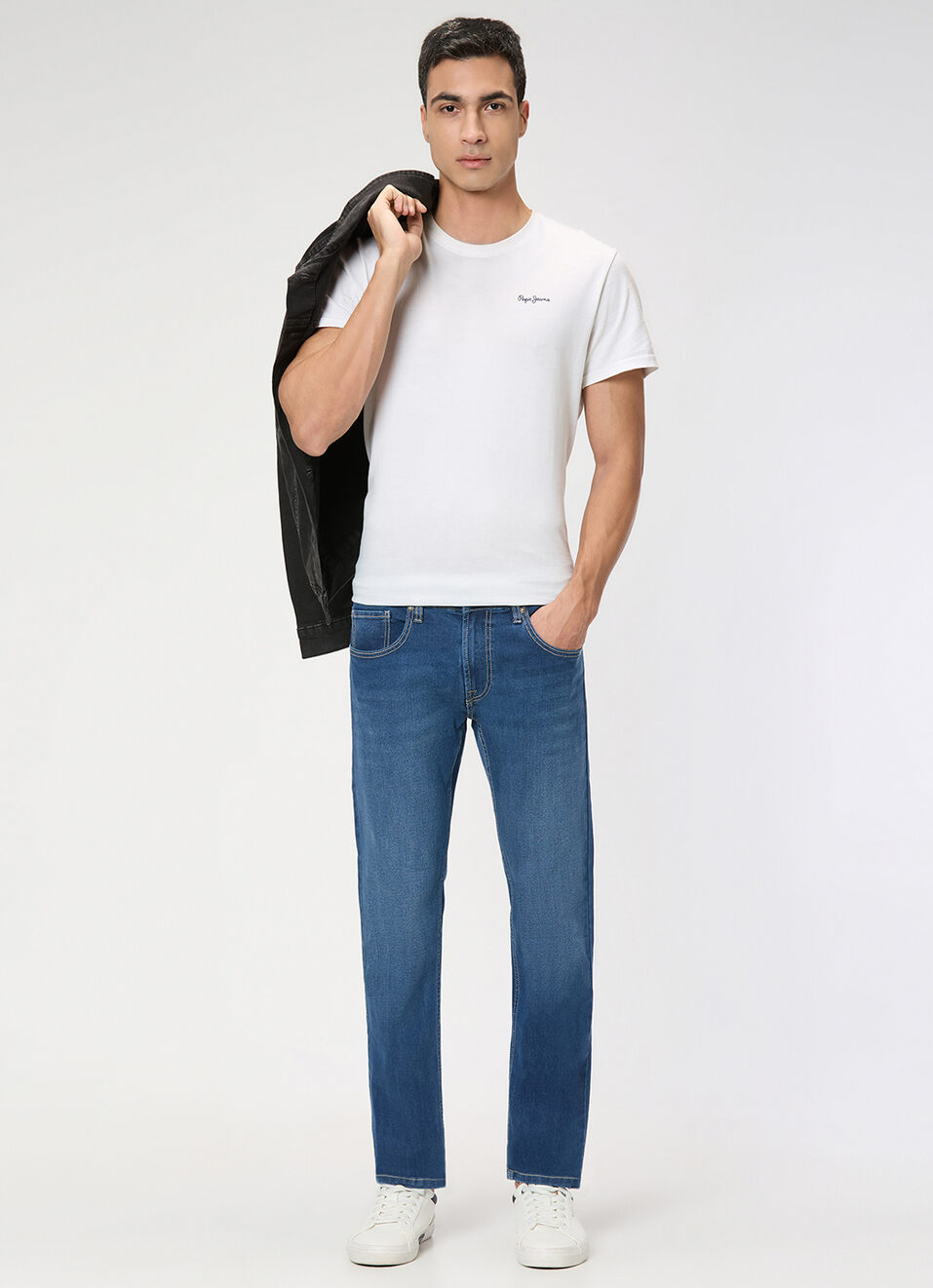 Men Blue Mid Rise Slim Fit Jeans, , large image number 1