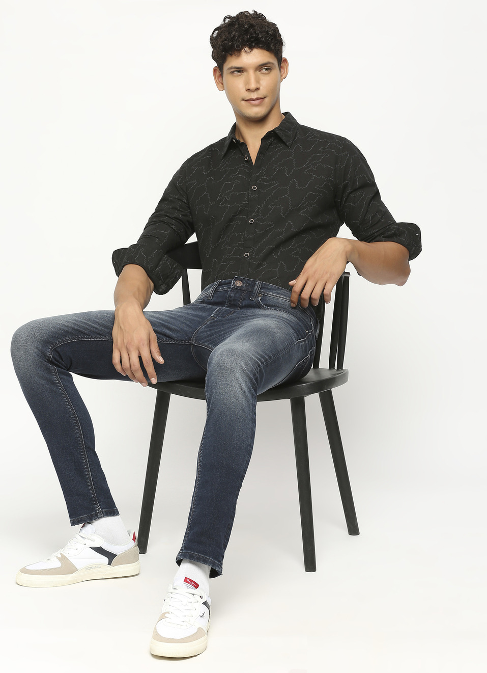 Black Printed Long Sleeve Shirt, , large image number 6