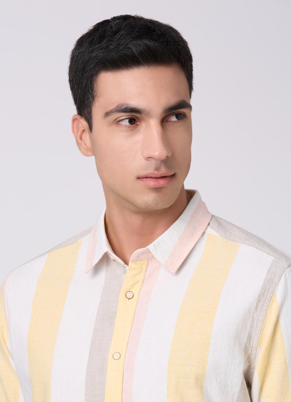 Men White Striped Shirt, , large image number 4