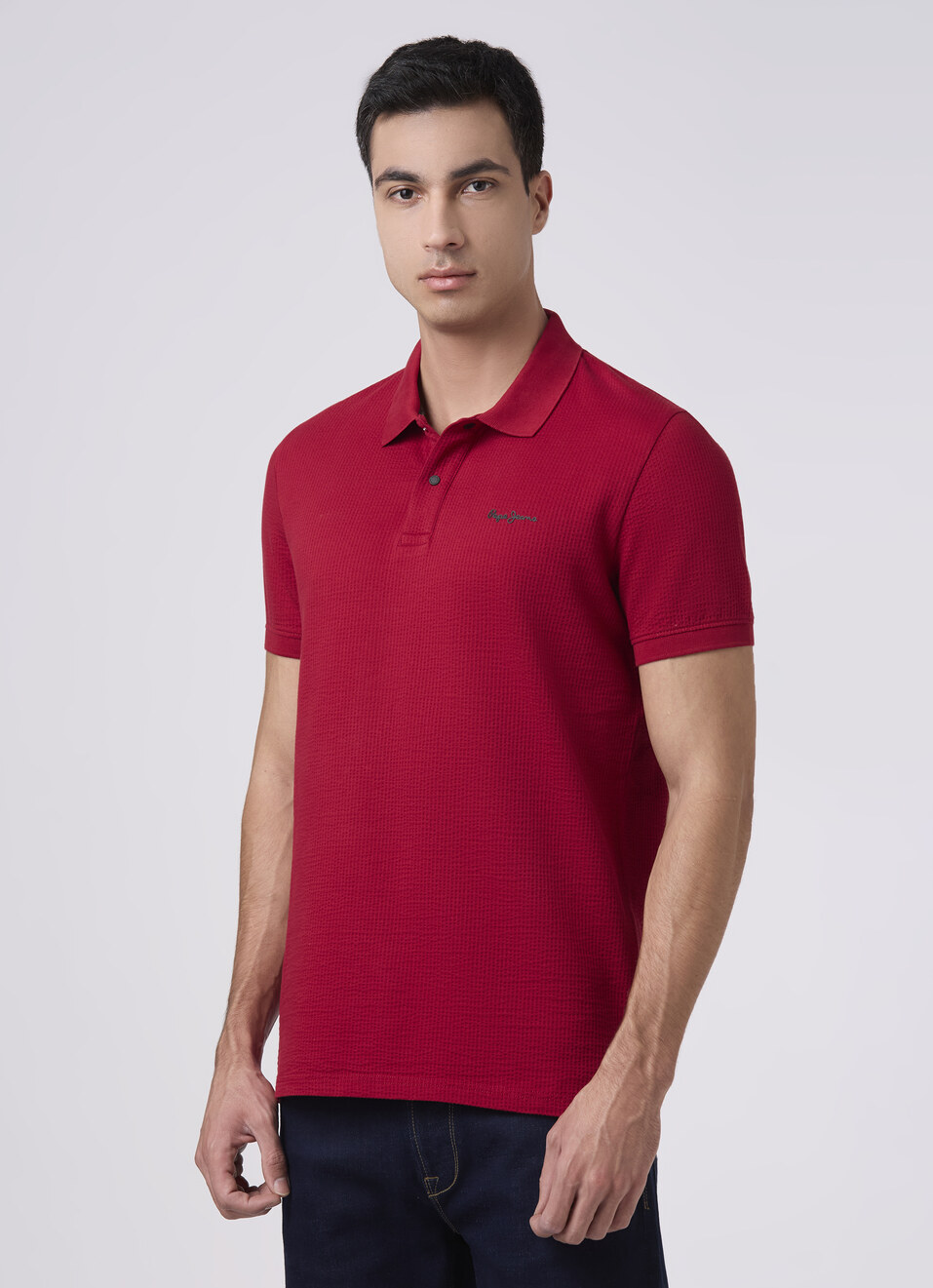 Men Merlot Red Polo Collar T-shirt, , large image number 3