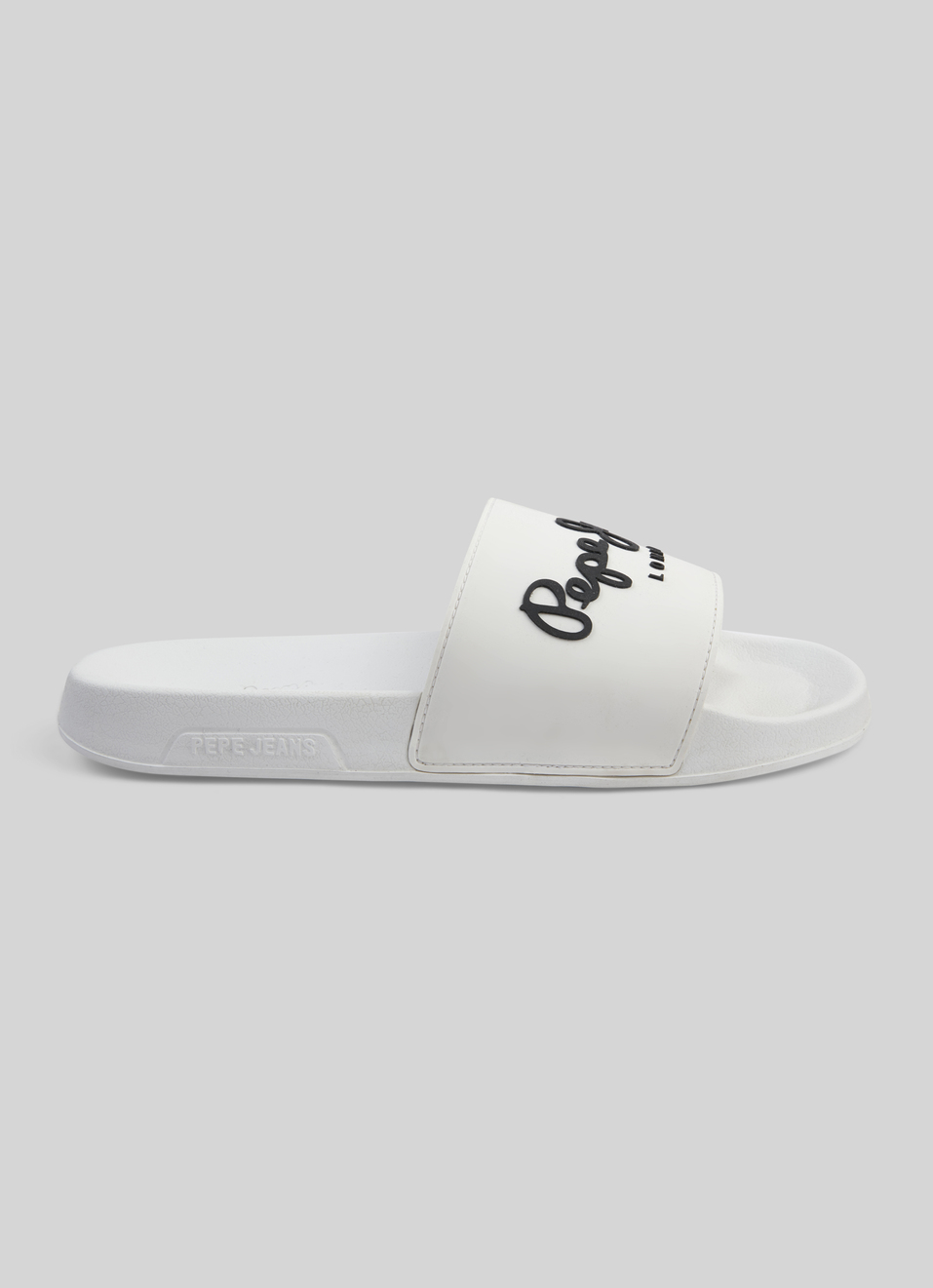 White Lightweight Beach Slides With Logo Print, , large image number 4