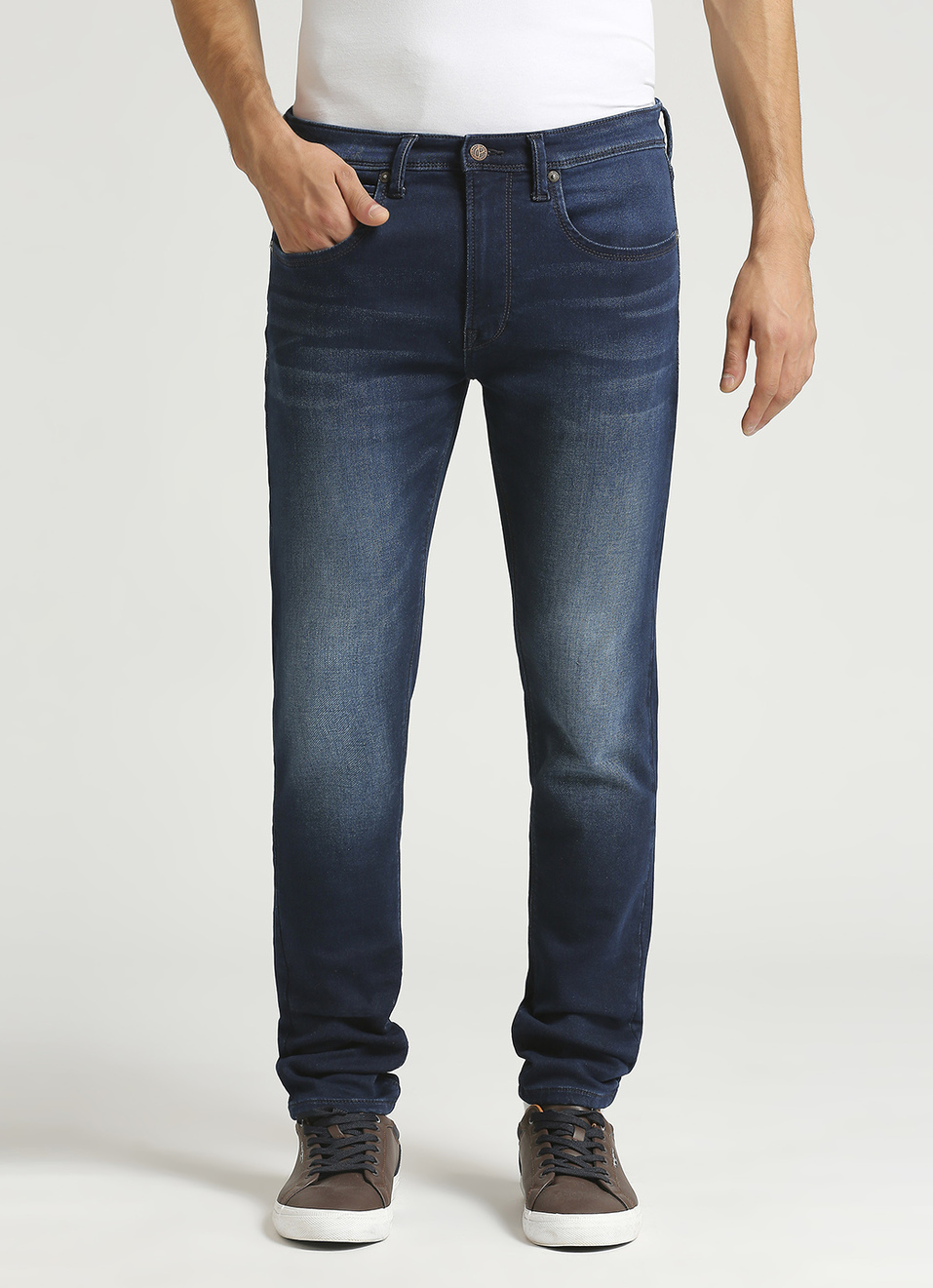 Chinox Dark Blue Mid Rise Skinny Fit Gymindigo Jeans, , large image number 2