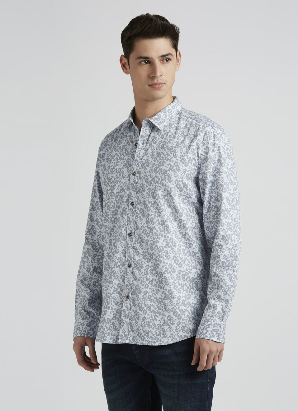 Grey Floral Full Sleeve Shirt, , large image number 3