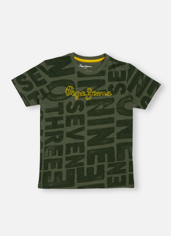 Boys Green Typographic Print Short Sleeve T-shirt