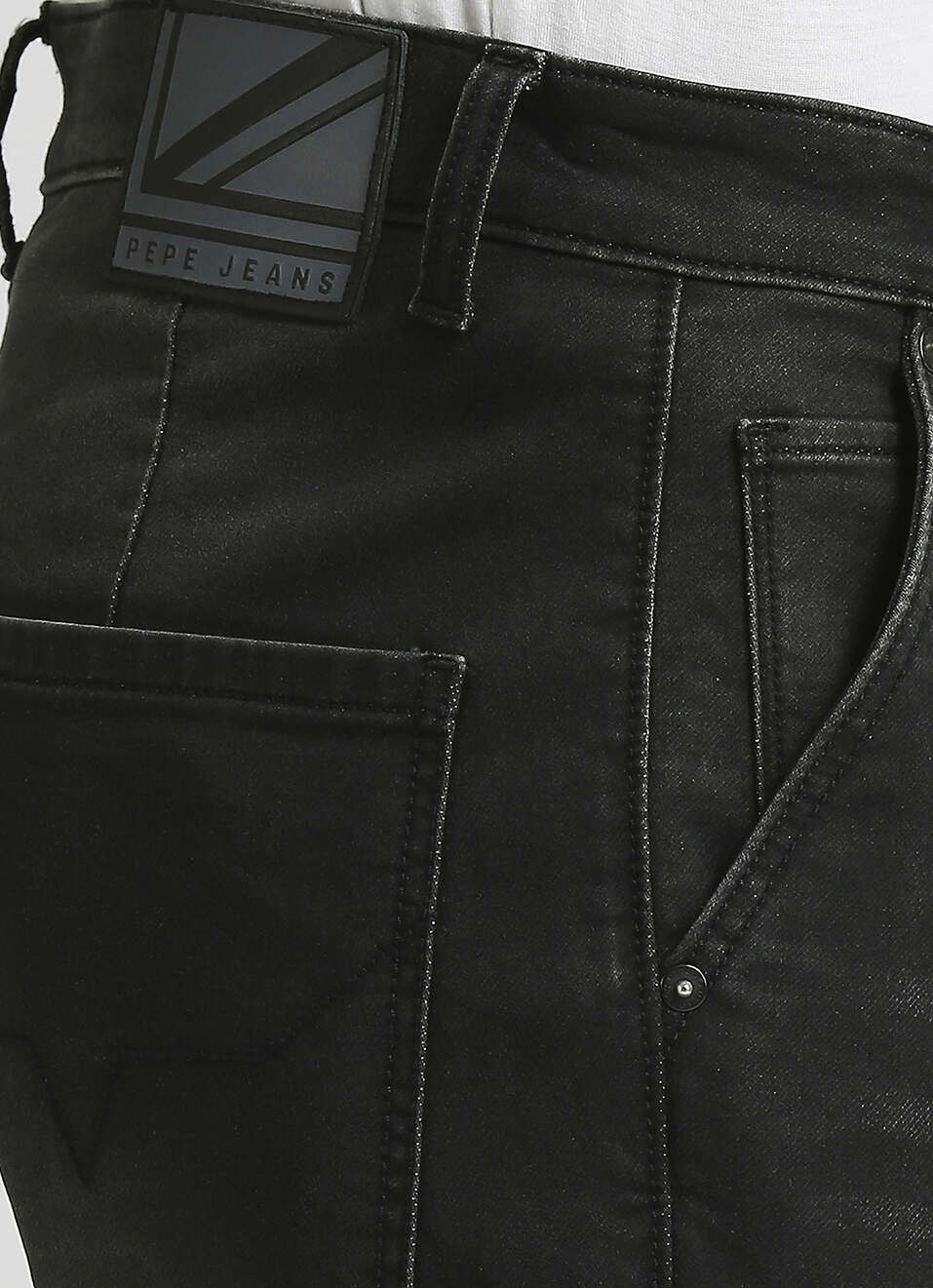 Cargo Straight Mid Waist Black Gymindigo Jeans, , large image number 4
