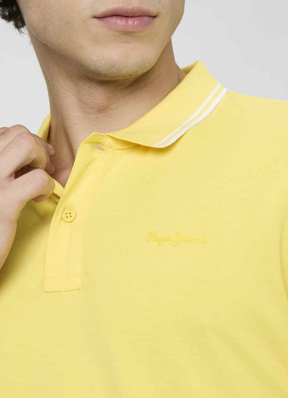 Men Yellow Solid Polo Collar T-shirt, , large image number 6