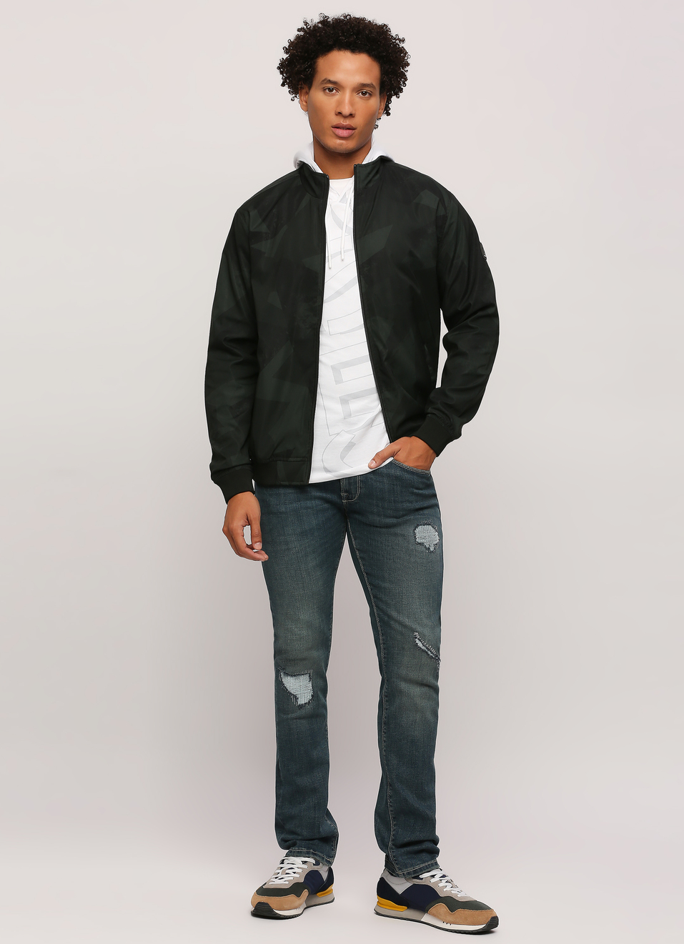 Green All Over Printed Lightweight Jackpot Fit Jacket, , large image number 5