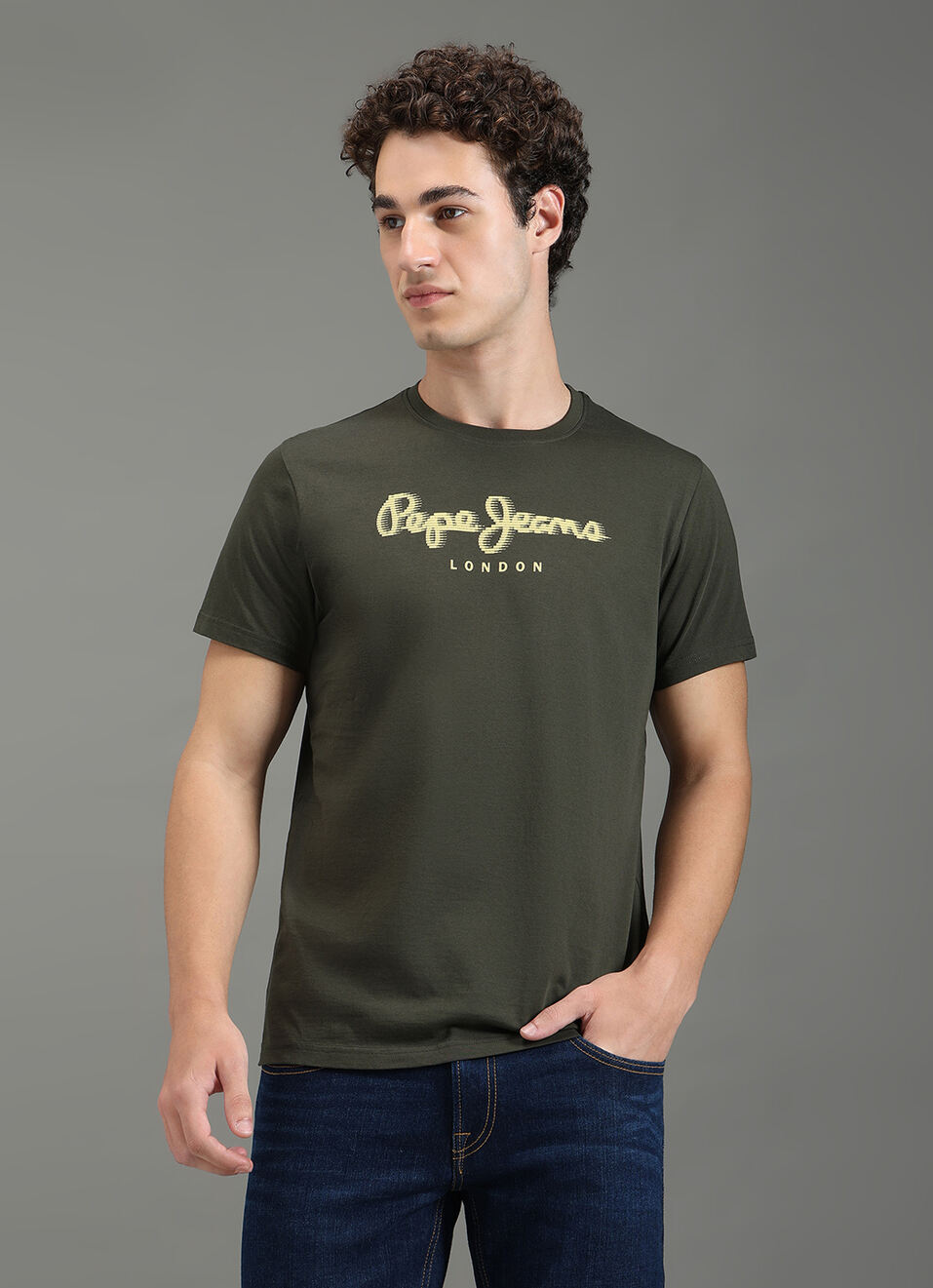 Men Green Graphic Slim Fit T-shirt, , large image number 5