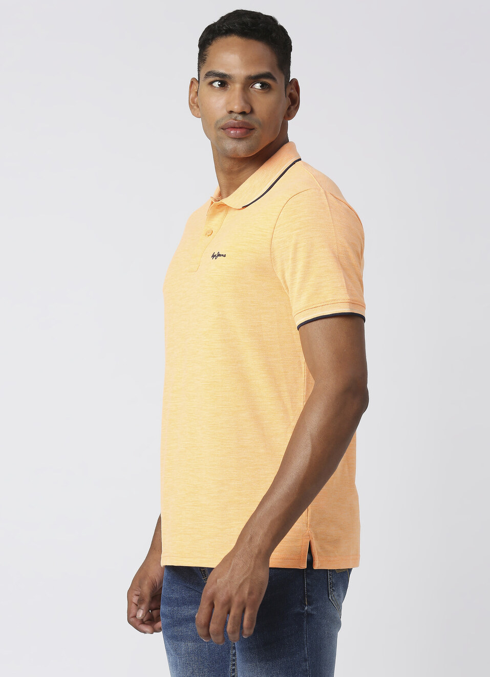 BOOSTER Solid stretch slub mel polo, , large image number 3