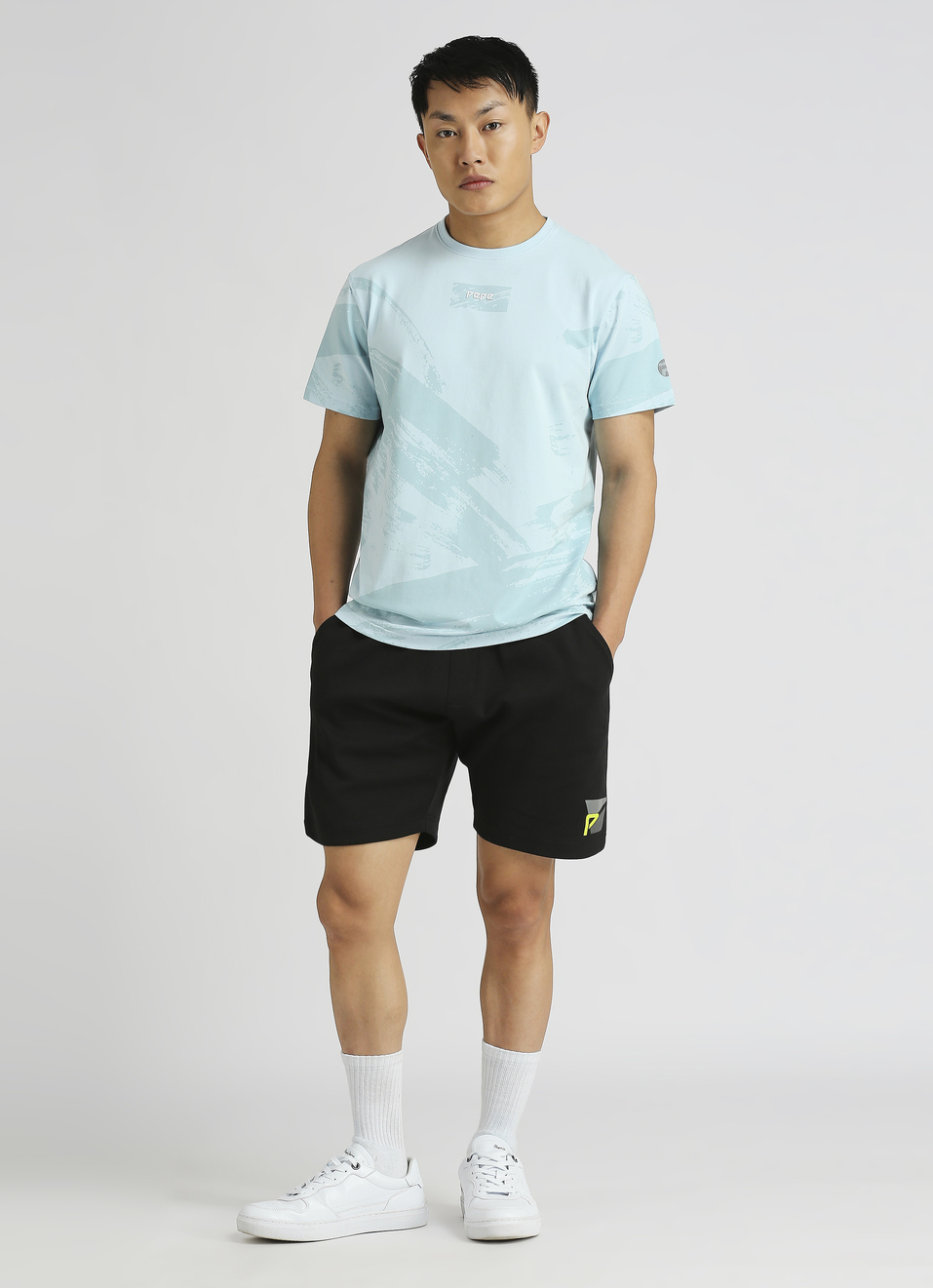 Blue All-over Print Short Sleeve Stretch T-shirt, , large image number 5