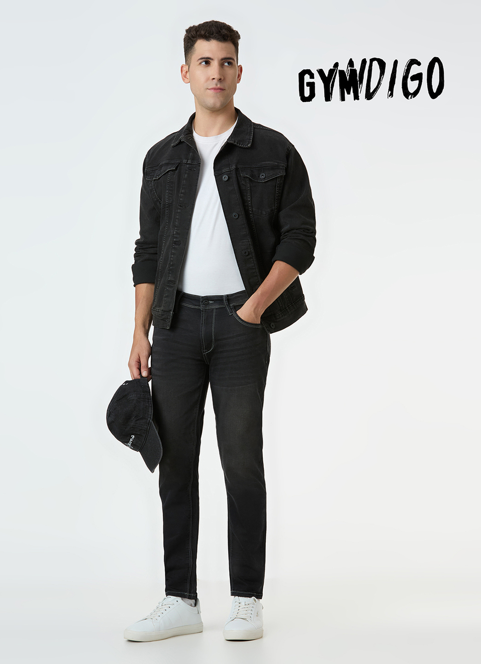 Men Black Skinny Fit Ankle-length Gymindigo Jeans, , large image number 1
