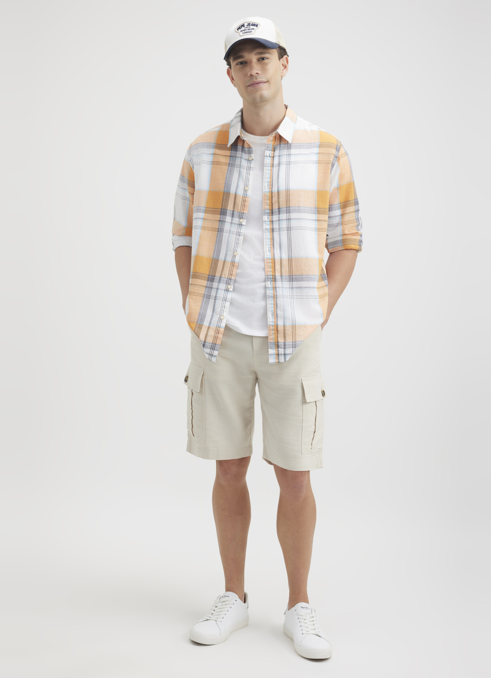Men Orange Check Full Sleeve Shirt, , large image number 5