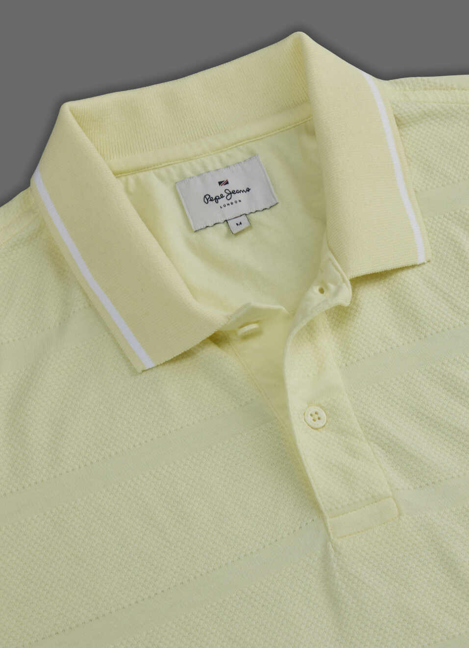 Men Yellow Striped Polo Collar T-shirt, , large image number 3