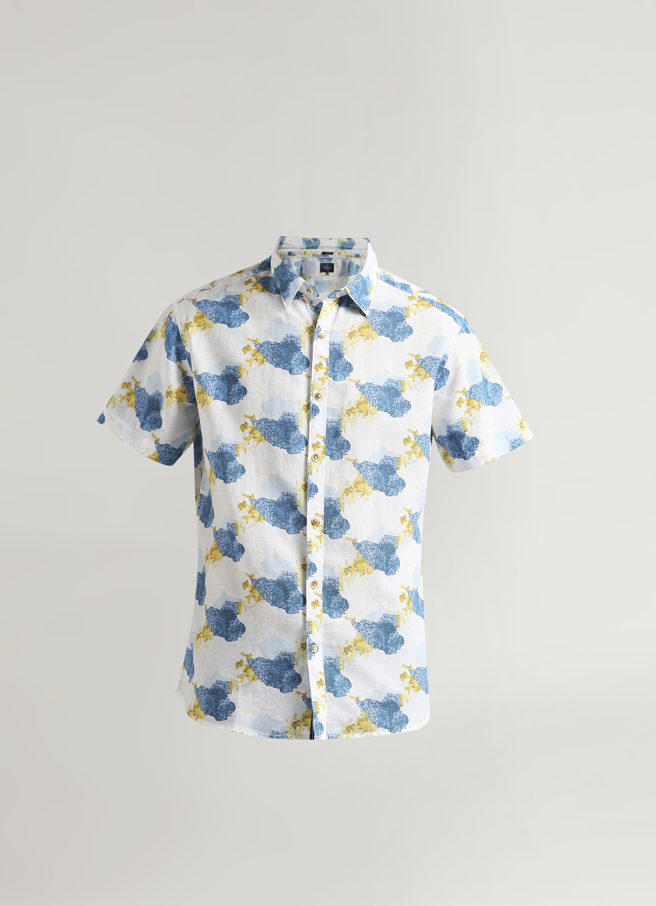 White All Over Print Linen Short Sleeve Shirt, , large image number 6