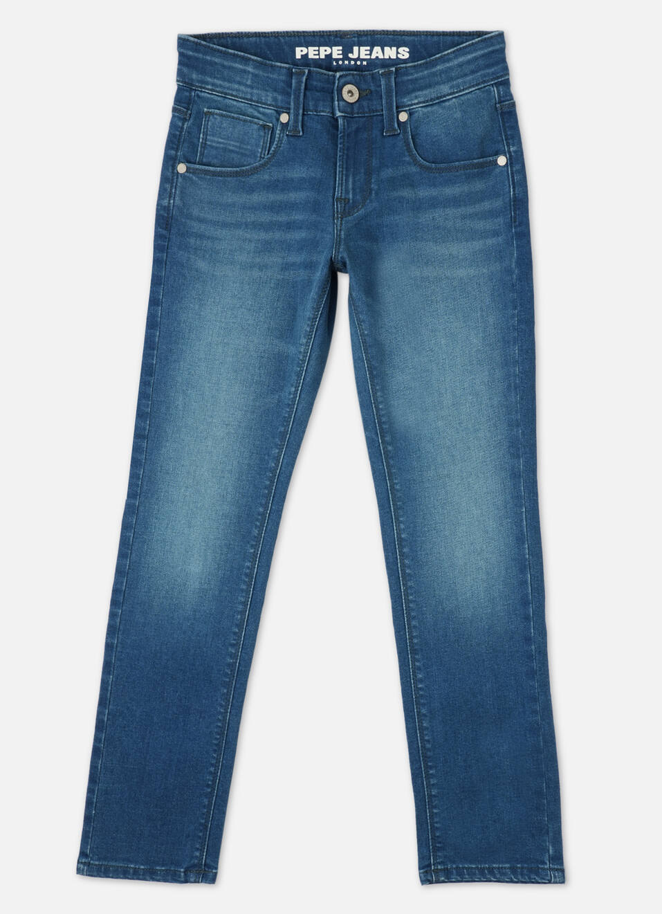Boys Cash Dark Blue Mid Rise Slim Fit Powerflex Jeans, , large image number 0