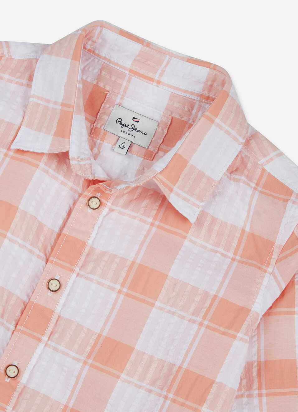 Boys Peach Check Full Sleeve Shirt, , large image number 2