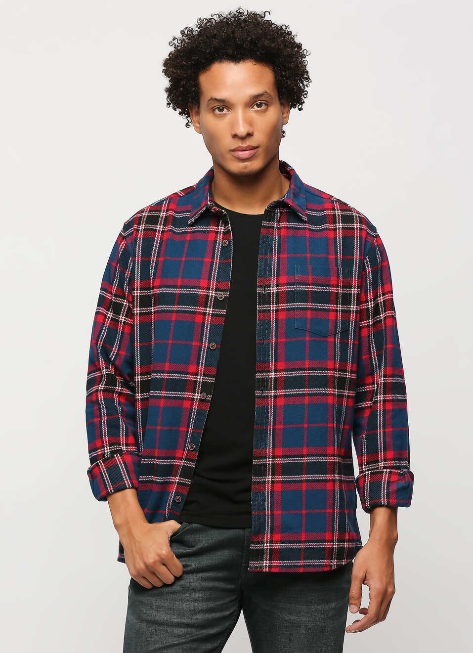 Navy Checks Full Slevee Shirt, , large image number 0