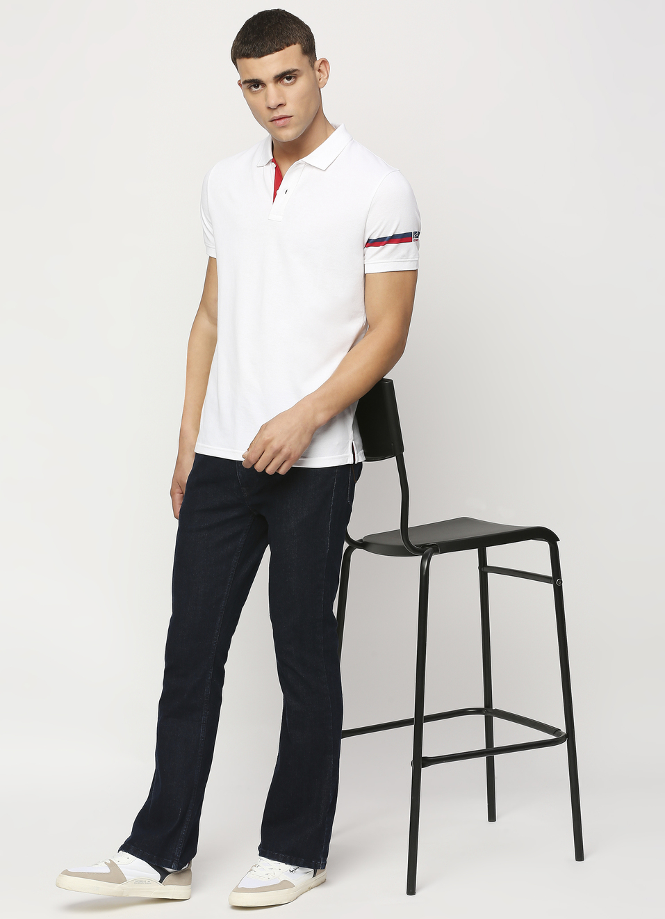 White Solid Short Sleeve Polo, , large image number 5