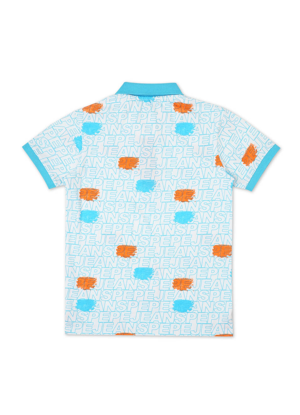Boys Blue Typographic Print Short Sleeve Polo, , large image number 1