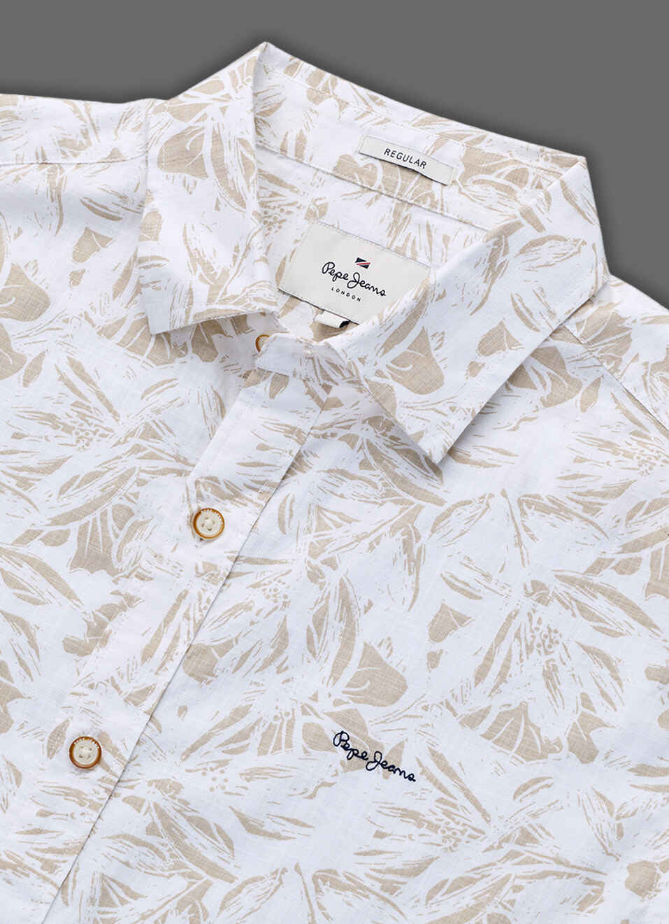 Men Beige Printed Short Sleeve Shirt, , large image number 3