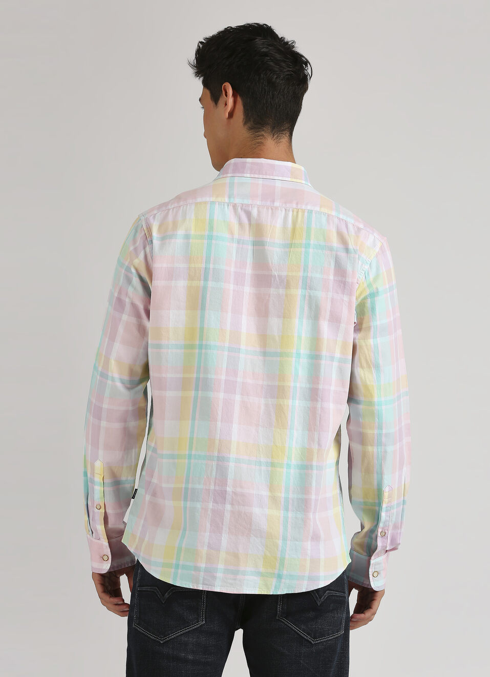 Pastel Pink Checks Yarn Dyed Long Sleeve Shirt, , large image number 2
