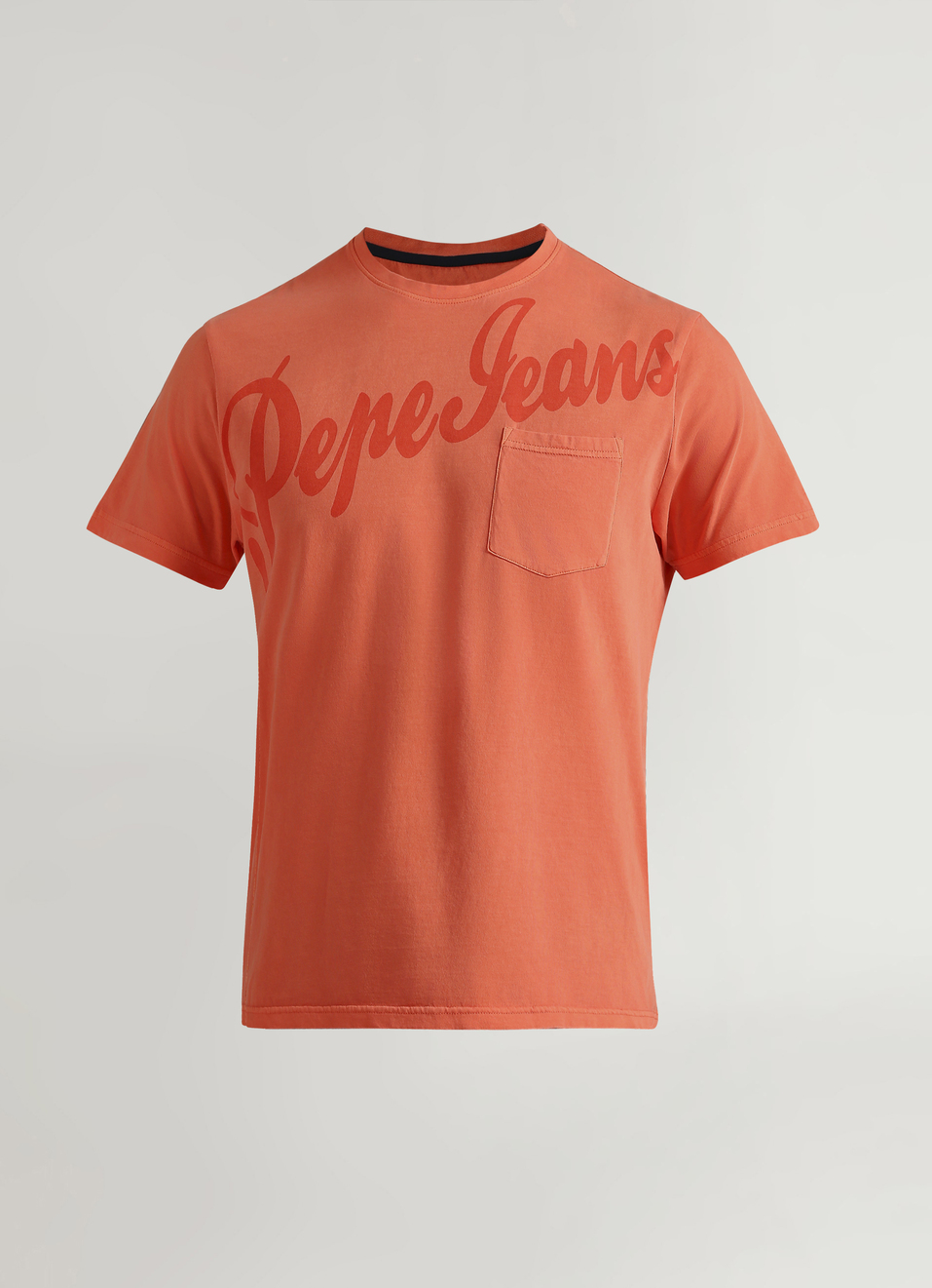 Peach Single Pocket Overdyed Short Sleeve T-shirt, , large image number 6