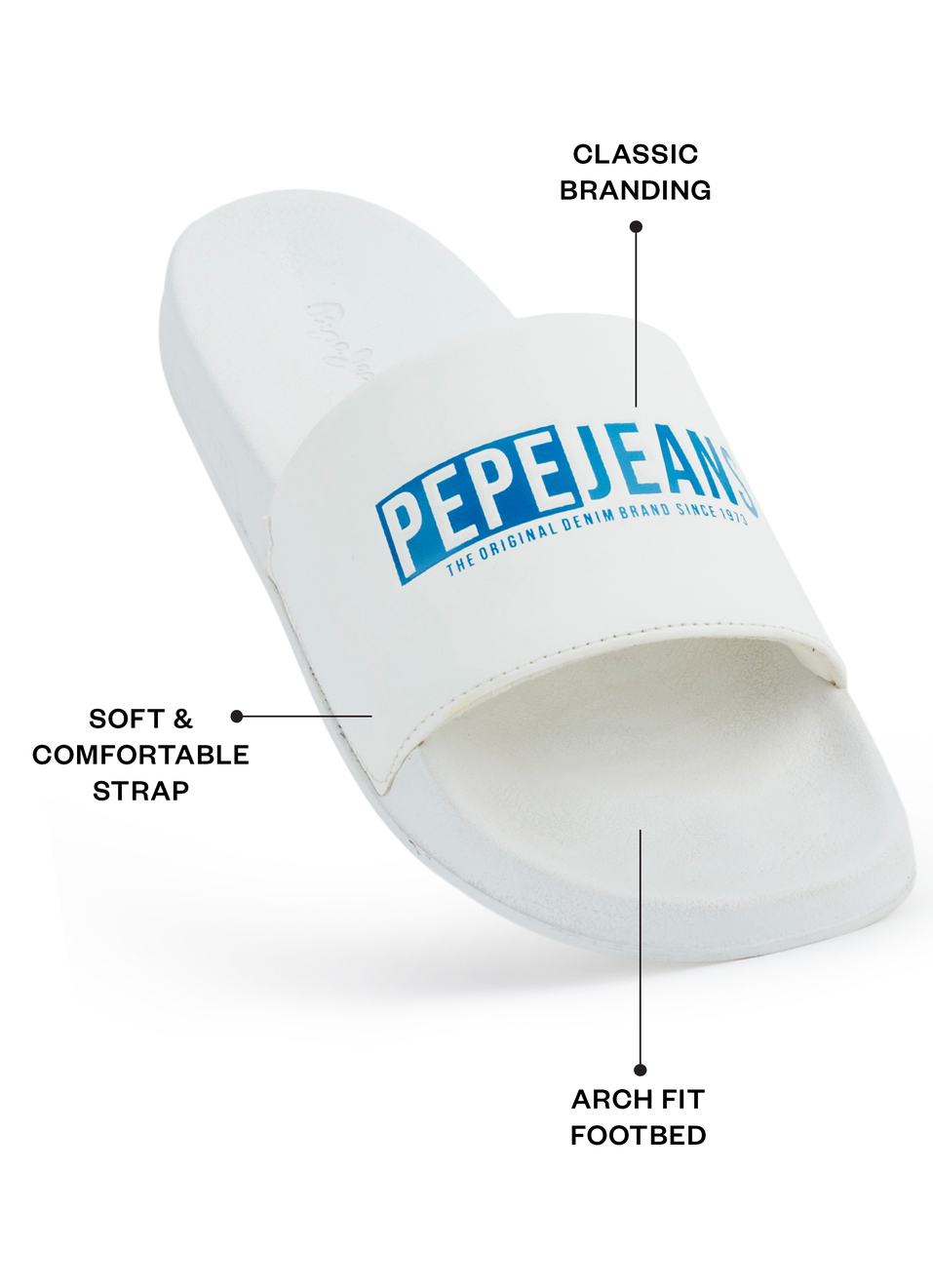 White Logo Printed Anti-skid Beach Slides, , large image number 1