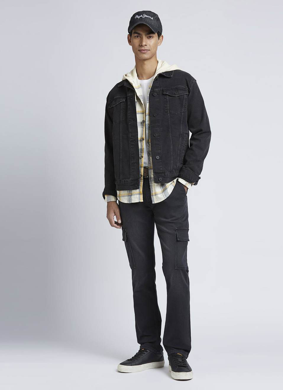 Black Mid Rise Straight Gymindigo Cargos, , large image number 1