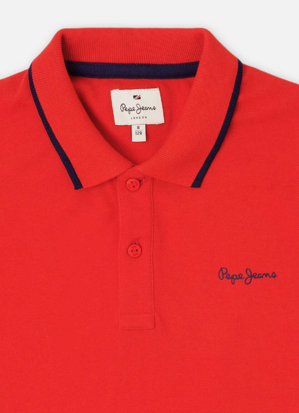 Boys Red Ribbed Collar Short Sleeve Polo, , large image number 2