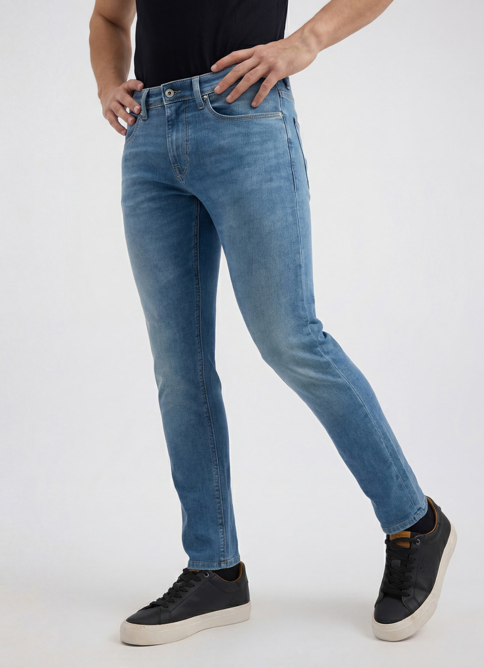 Men Blue Mid Rise Slim Powerflex Jeans, , large image number 0