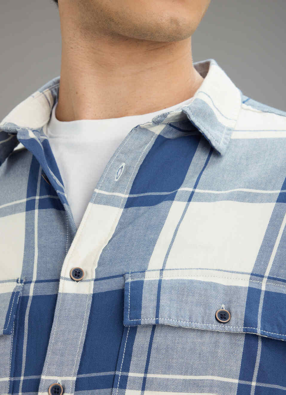 Men Blue Check Long Sleeve Shirt, , large image number 1