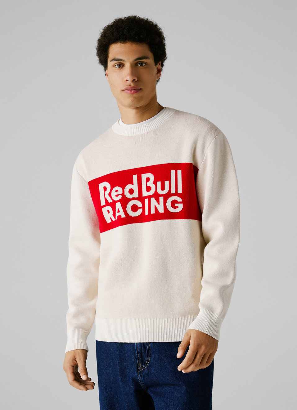 Red Bull Racing X Pepe Jeans Ecru Logo Comfort Fit Sweatshirt, , large image number 0