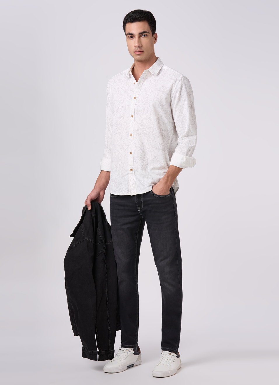 Men Off White Printed Shirt, , large image number 5